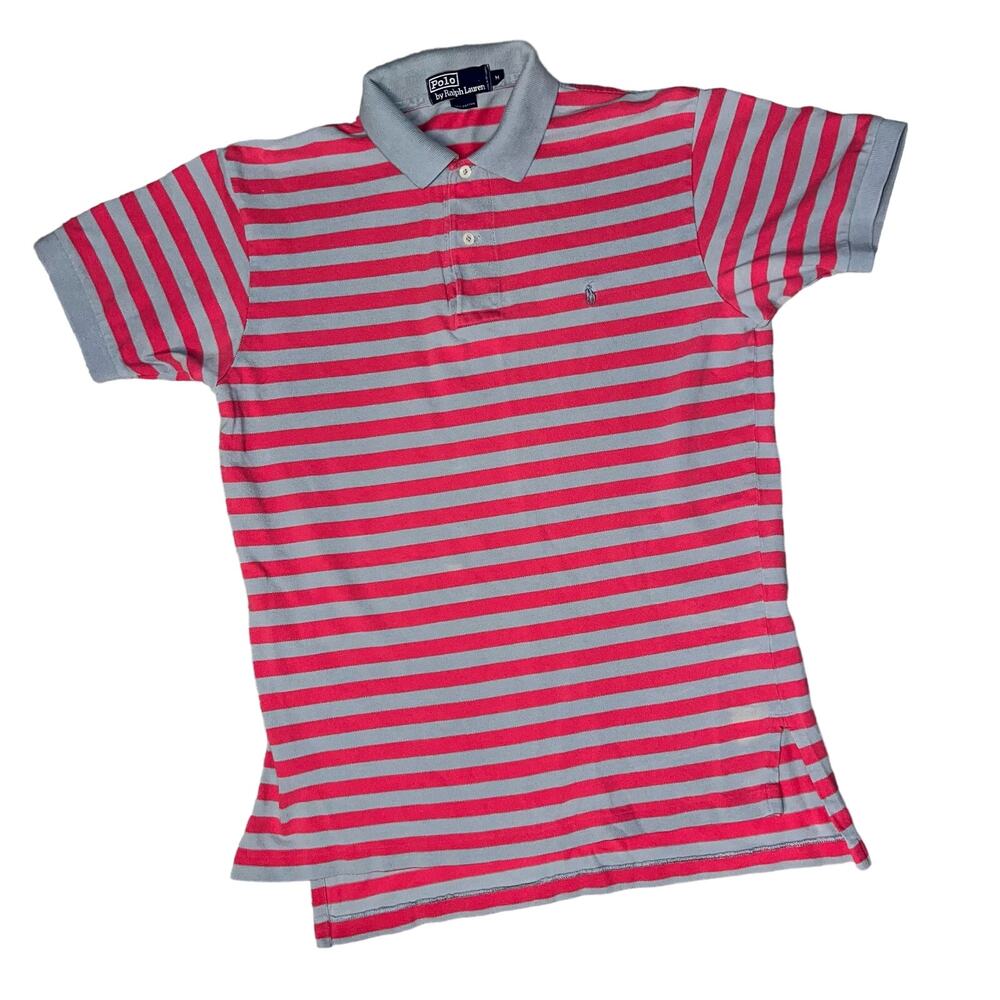 Polo Ralph Lauren Scarlet / Red and Gray Striped Ohio Colors Shirt Men’s M VTG